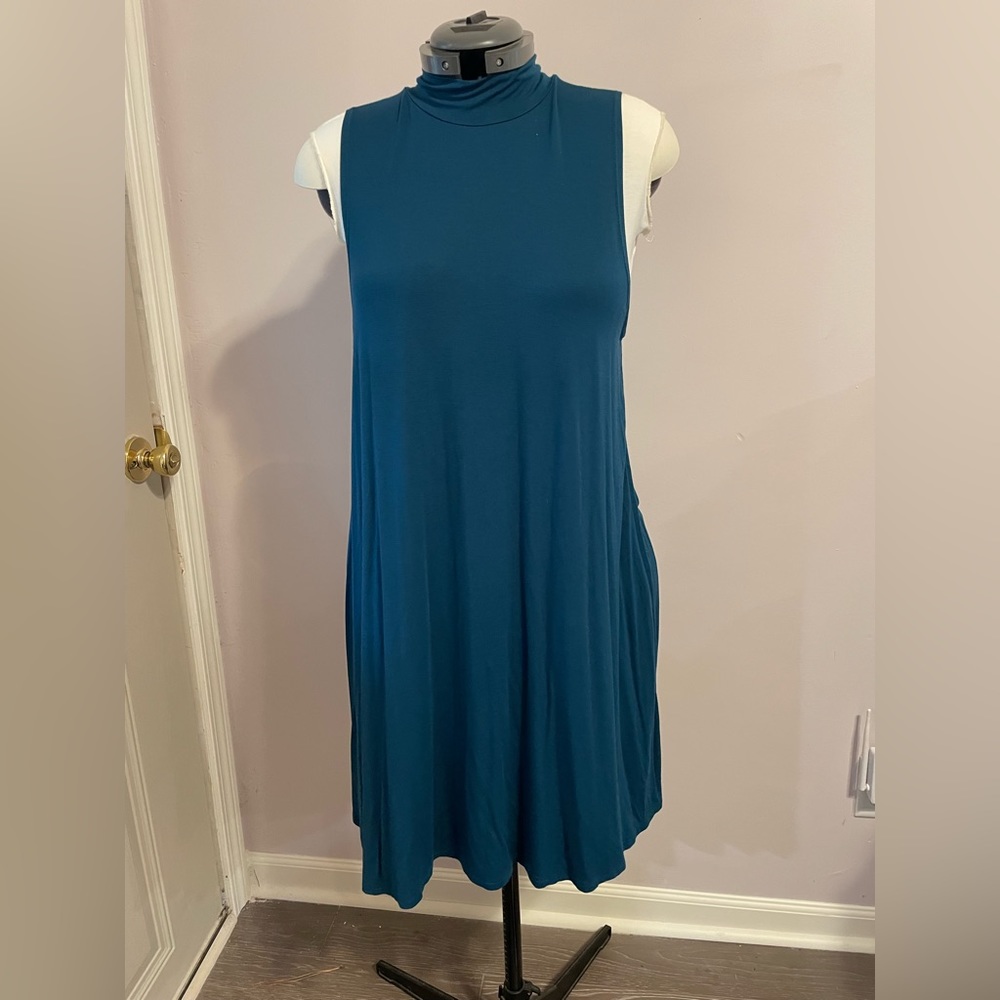 Blue Mock neck dress